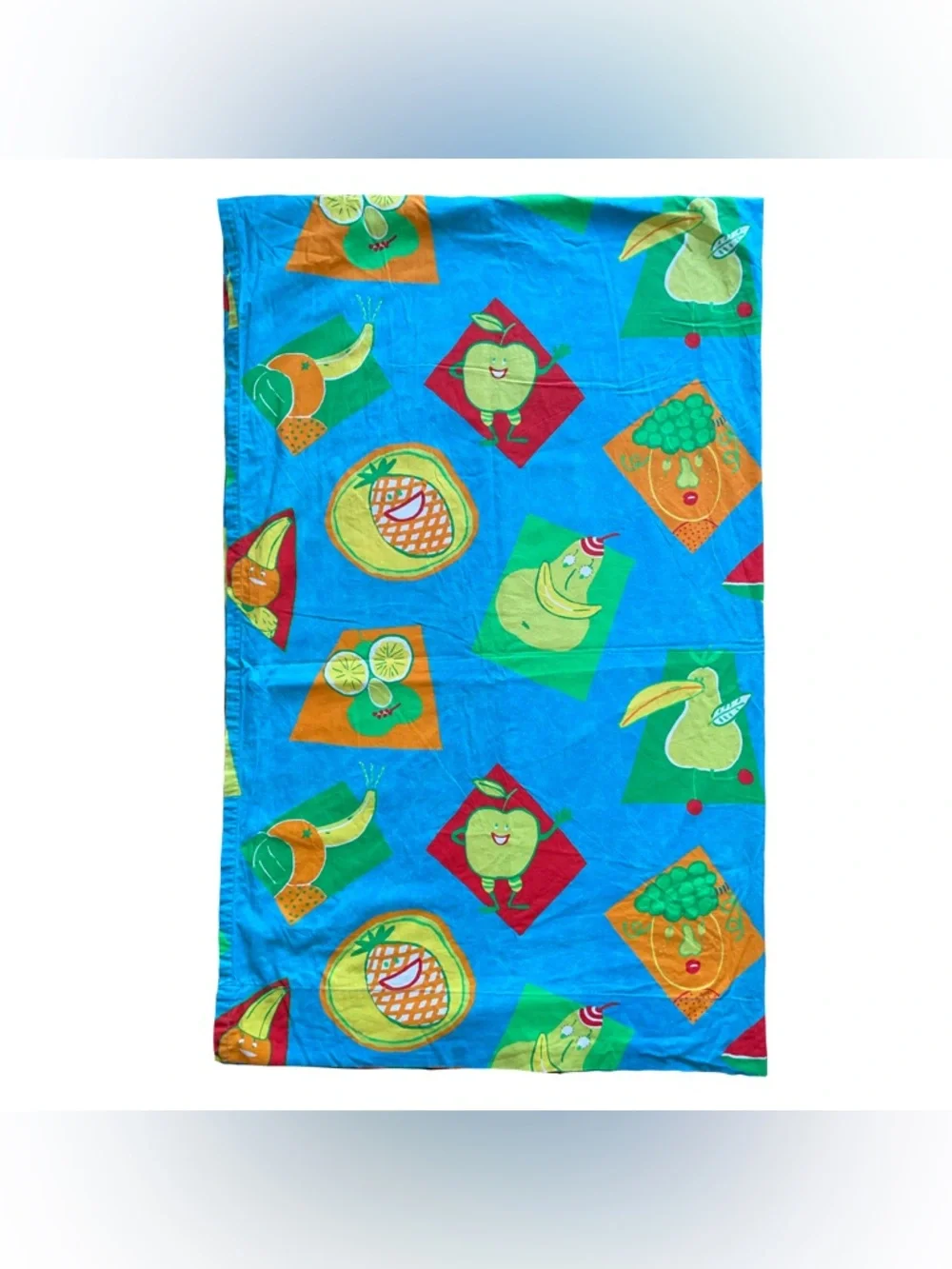 Rare VTG IKEA Fruit Queen Sheet/Curtain Colorful Kidcore Unique Lemon 65